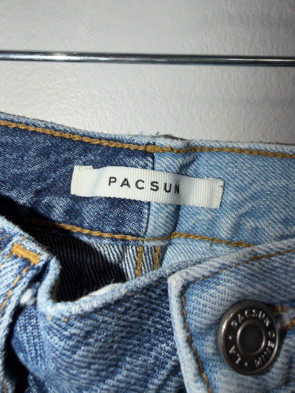 PacSun Two Tone High Rise Straight Leg Jeans Blue Colorblock Women’s Size 22 - Picture 3 of 8